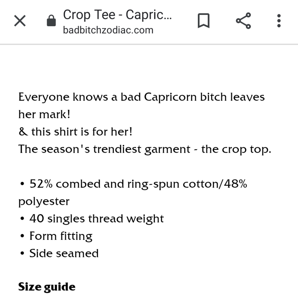 Womens crop tee-Capricorn - Picture 4 of 5